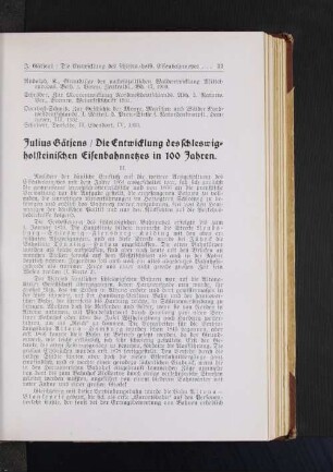 Die Entwicklung des schleswig=holsteinischen Eisenbahnnetzes in 100 Jahren.