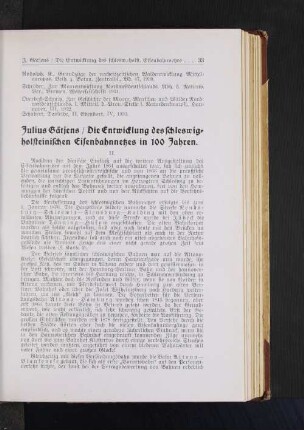Die Entwicklung des schleswig=holsteinischen Eisenbahnnetzes in 100 Jahren.