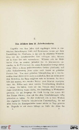 II. Die Altäre des 16. Jahrhunderts