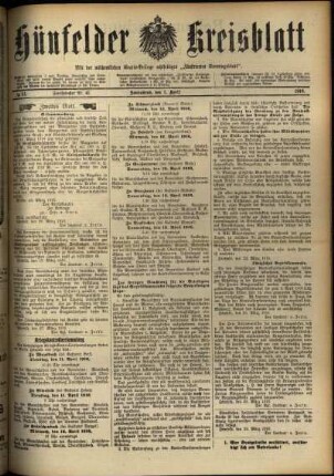 Zweite Ausgabe vom Samstag, den 01. April 1916.
