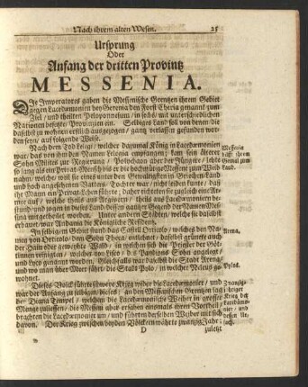 Ursprung Oder Anfang der dritten Provintz Messenia.