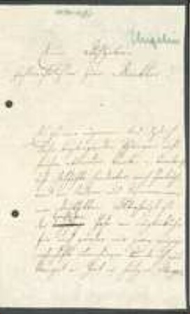 Brief von Moritz Angelis an Unbekannt