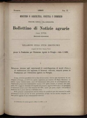 Relazione Sugli Studi Zimotecnici.
