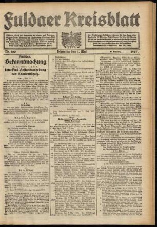 Ausgabe vom Dienstag, den 01. Mai 1917.