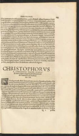 Christophorus A Carlebicz Eques Nobili ... Sal.