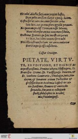 Pietate, virtute, eruditione, et dignitate [...]