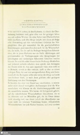 Viertes Kapitel: Geweihtes Wissen Und Weltliches Wissen