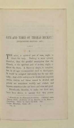 LIFE AND TIMES OF THOMAS BECKET