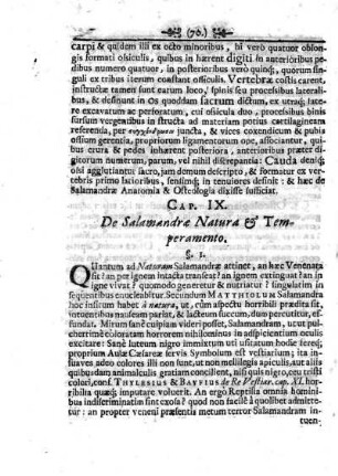 Caput IX. De Salamandrae Natura & Temperamento