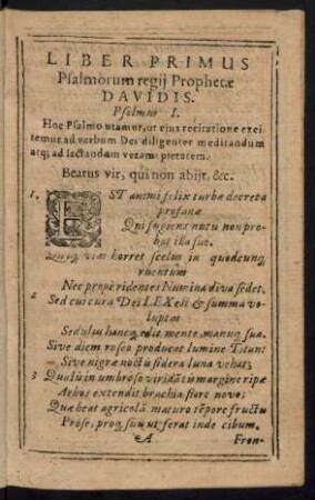 Liber Primus Psalmorum regii Prophetae Davidis.