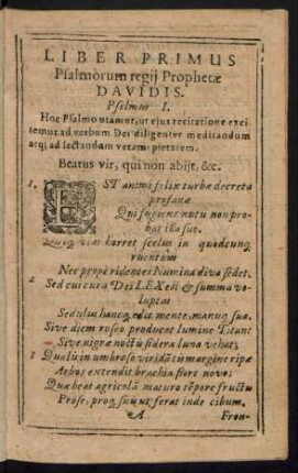 Liber Primus Psalmorum regii Prophetae Davidis.