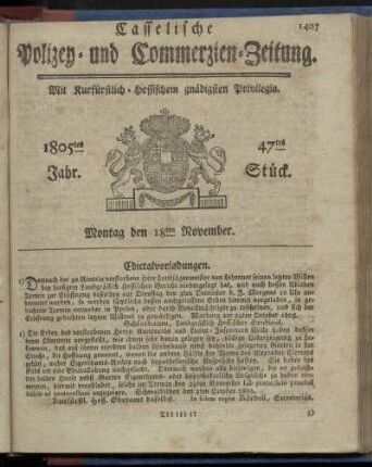 47tes Stueck, Montag den 18ten November 1805