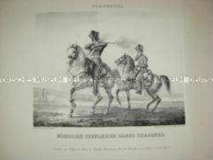 Uniformdarstellung, Gefechtsszene, Dragoner zu Pferd, Garde-Dragonerregiment, Preußen, 1825.