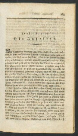 Fuenfte Klasse. Die Insekten.