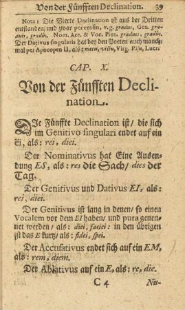 Cap. X. Von der Fünfften Declination.