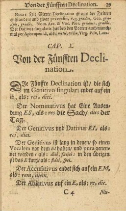 Cap. X. Von der Fünfften Declination.