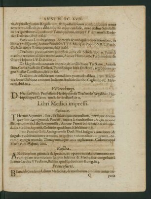 Libri Medici impressi.