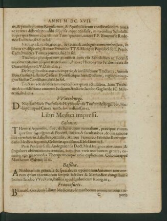 Libri Medici impressi.