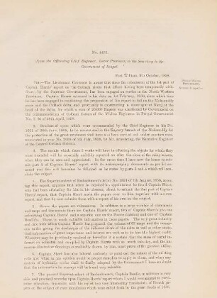 No. 4470. From the officiating chief engineer, lower provinces, to the secretary to the govenment of Bengal
