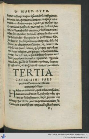 Tertia Catechismi Pars