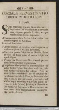 Specialis Pervestigatio Librorum Biblicorum