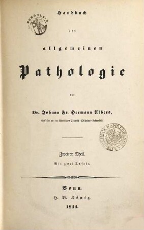 Handbuch der allgemeinen Pathologie, 2