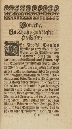 Vorrede. In Christo geliebtester Hr. Leser