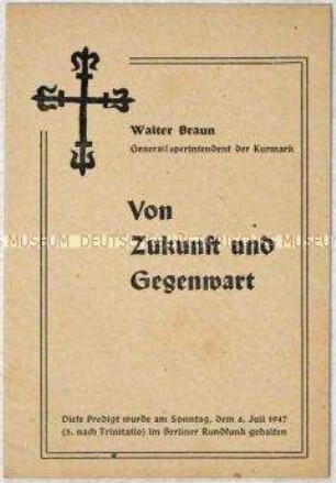 Predigt des evangelischen Bischofs Otto Dibelius am 5. Sonntag nach Trinitatis 1947