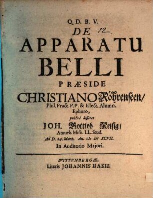 De apparatu belli
