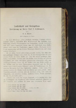 Löslichkeit und Korngrösse. Erwiderung an Herrn Prof. F. Kohlrausch
