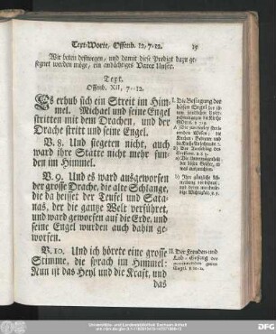 Text. Offenb. XII, 7-12.