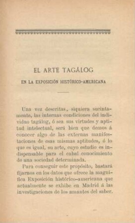 El arte tagálog en la exposición histórico-americana