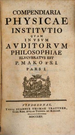 Compendiaria Physicae Institvtio, 1