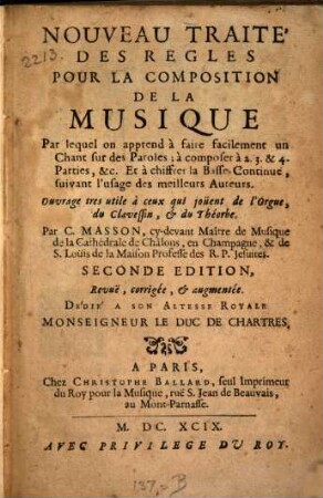 Nouveau Traité Des Regles Pour La Composition De La Musique