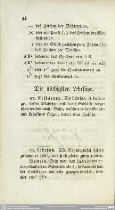 Die nöthigsten Lehrsätze