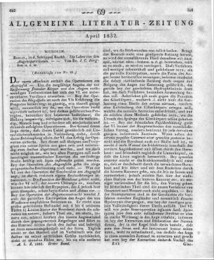 Jüngken, J. C.: Die Lehre von den Augenoperationen. Berlin: Schüppel 1829 (Beschluss von Nr. 68)