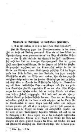 Maßregeln zu Beseitigung der überflüssigen Fremdwörter