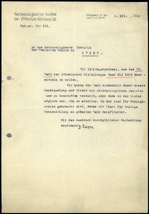 Albertus-Universität Königsberg an DAI Athen