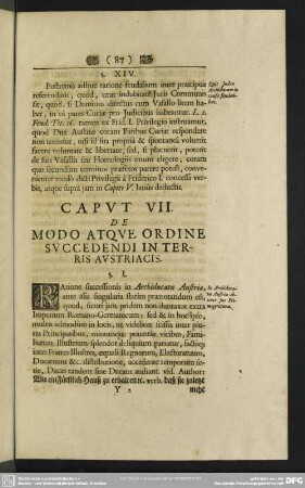Caput VII. De Modo Atque Ordine Succedendi In Terris Austriacis