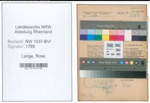 Entnazifizierung Rose Lange , geb. 12.03.1891 (Aerztin)