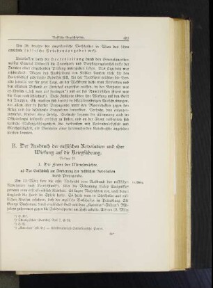 B. Der Ausbruch der russischen Revolution und ihre Wirkung auf die Kriegführung.