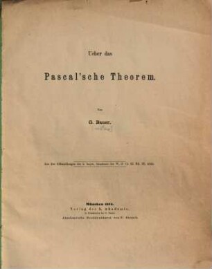 Ueber das Pascal'sche Theorem