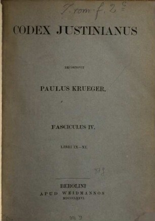 Codex Iustinianus : recognovit Paulus Krueger. 2