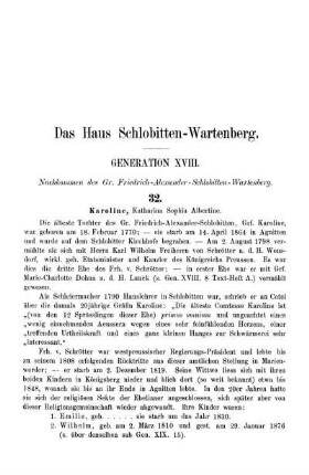 Das Haus Schlobitten-Wartenberg. Generation XVIII