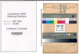 Entnazifizierung Charlotte Lindemann , geb. 02.10.1897 ()