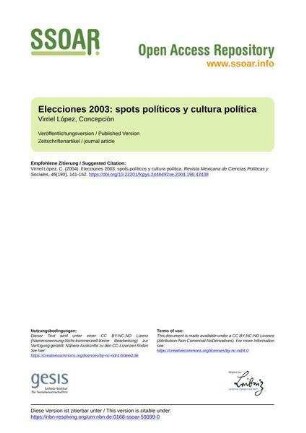 Elecciones 2003: spots políticos y cultura política