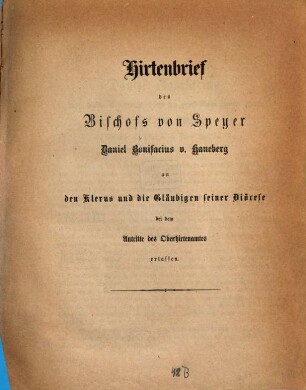 Hirtenbriefe. 1872