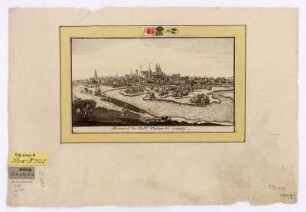 Ansicht von Wurzen, Kupferstich, vor 1782 : Prospect der Stadt Wurtzen bei Leipzig / [F. G. Schlitterlau sc.] - [Dresden] , [vor 1782]. - 1 Kunstbl. : Kupferst. ; 22 x 12 cm
