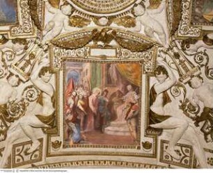 Deckendekoration mit Szenen aus dem Leben Christi und Evangelistenmedaillons, Christus vor Pilatus