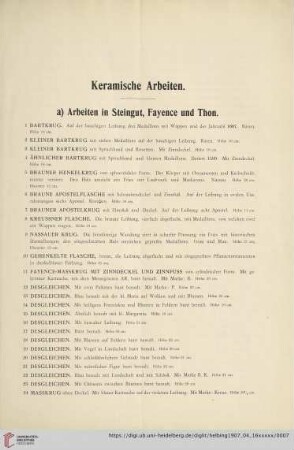 Keramische Arbeiten (Nr. 1-74)